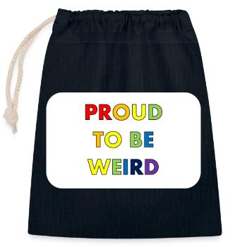 Fier d’être bizarre - Sac cadeau en coton avec cordon (25 x 30 cm) - bleu marine - Devant