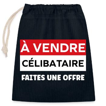 Humour célibataire - Sac cadeau en coton avec cordon (25 x 30 cm) - bleu marine - Devant