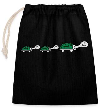 Cute Turtle Family - Sac cadeau en coton avec cordon (25 x 30 cm) - noir - Devant