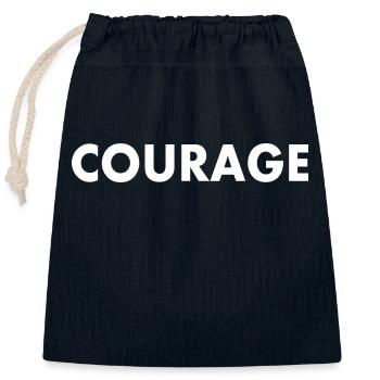 Courage - Sac cadeau en coton avec cordon (25 x 30 cm) - bleu marine - Devant
