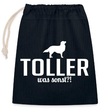 TOLLER was sonst Hunde Hund Spruch Wilsigns - Verschließbarer Geschenkbeutel aus Baumwolle (25x30cm) - Navy - Vorne