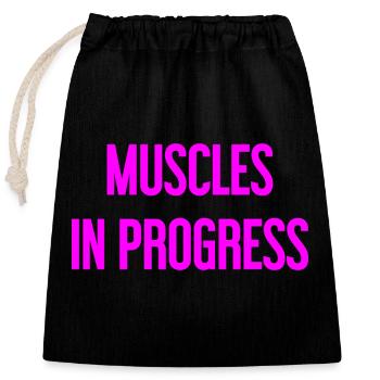 Muscles in Progress - Closable cotton gift bag (25x30cm) - black - Front