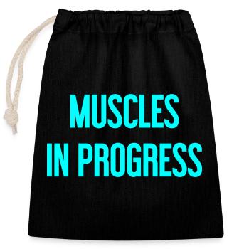 Muscles in Progress - Closable cotton gift bag (25x30cm) - black - Front
