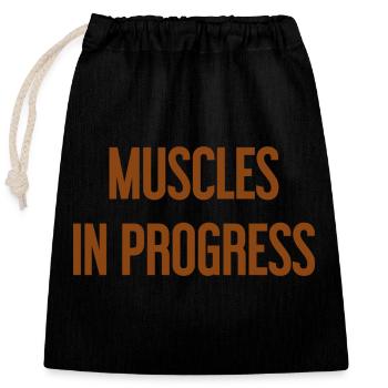 Muscles in Progress - Closable cotton gift bag (25x30cm) - black - Front