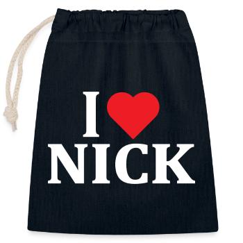 t-shirt I love Nick t-shirt gift idea - Closable cotton gift bag (25x30cm) - navy - Front