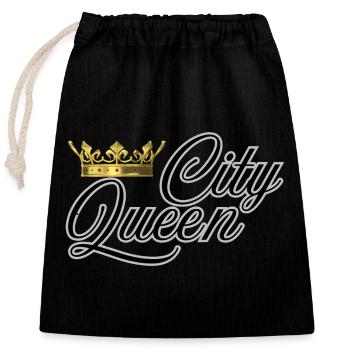 Reine de la ville - Sac cadeau en coton avec cordon (25 x 30 cm) - noir - Devant