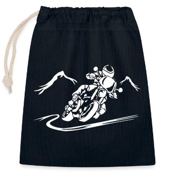 Motorcycle Action Silhouette - Closable cotton gift bag (25x30cm) - navy - Front