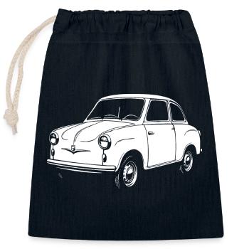 Cult ball on wheels - Closable cotton gift bag (25x30cm) - navy - Front