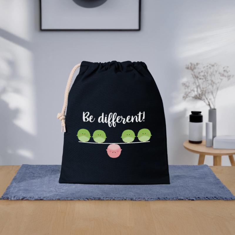 Be different! Sei einfach anders! Verschließbarer Geschenkbeutel aus Baumwolle (25x30cm)