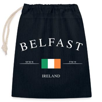 Belfast Northern Ireland – Holiday Souvenir & Gift - Closable cotton gift bag (25x30cm) - navy - Front