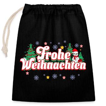 Merry Christmas - Closable cotton gift bag (25x30cm) - black - Front