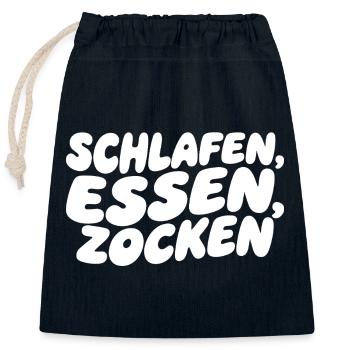 Schlafen, Essen, Zocken – Gameralltag - Verschließbarer Geschenkbeutel aus Baumwolle (25x30cm) - Navy - Vorne