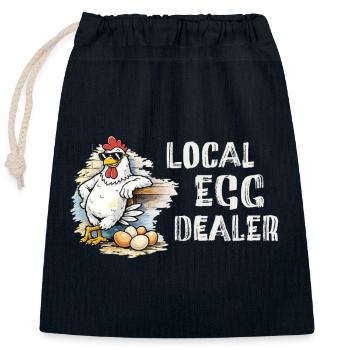 Marchand d’œufs local – Motif drôle de poulet - Sac cadeau en coton avec cordon (25 x 30 cm) - bleu marine - Devant