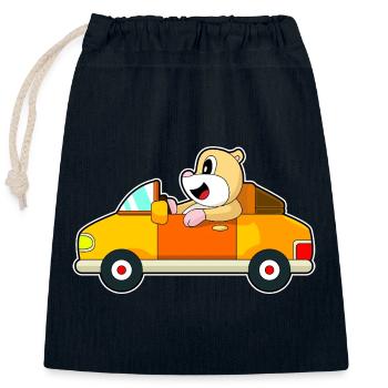 Hamster Auto - Verschließbarer Geschenkbeutel aus Baumwolle (25x30cm) - Navy - Vorne