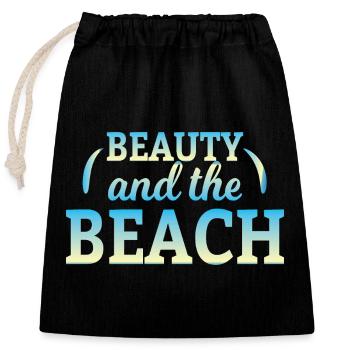 Beauty and the beach - Verschließbarer Geschenkbeutel aus Baumwolle (25x30cm) - Schwarz - Vorne