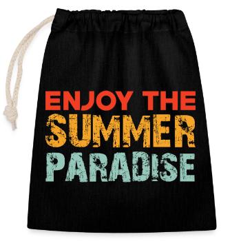 Enjoy the summer paradise - Verschließbarer Geschenkbeutel aus Baumwolle (25x30cm) - Schwarz - Vorne