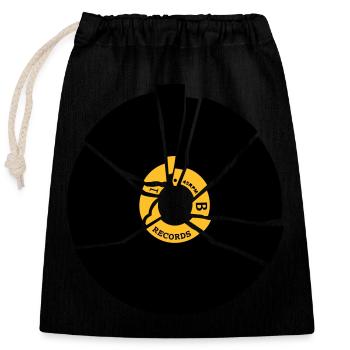 record vinyl - Sac cadeau en coton avec cordon (25 x 30 cm) - noir - Devant