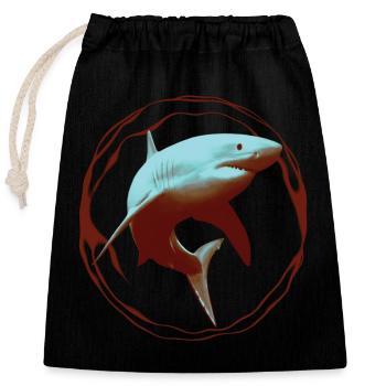 Great White Shark - Closable cotton gift bag (25x30cm) - black - Front