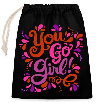 Girl Power Red Pink Purple - Closable cotton gift bag (25x30cm) - black - Front