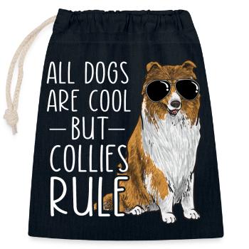 Longhair Collie Rough Collie Dog - Closable cotton gift bag (25x30cm) - navy - Front