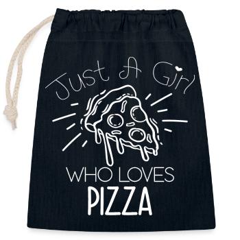 Just a girl who loves Pizza - Verschließbarer Geschenkbeutel aus Baumwolle (25x30cm) - Navy - Vorne