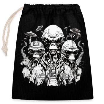Rap extraterrestre - Sac cadeau en coton avec cordon (25 x 30 cm) - noir - Devant