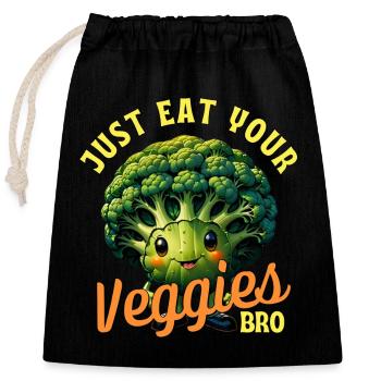 Eat veggies buddy! - Closable cotton gift bag (25x30cm) - black - Front