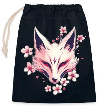 Fuchs Japanische Maske - Verschließbarer Geschenkbeutel aus Baumwolle (25x30cm) - Navy - Vorne