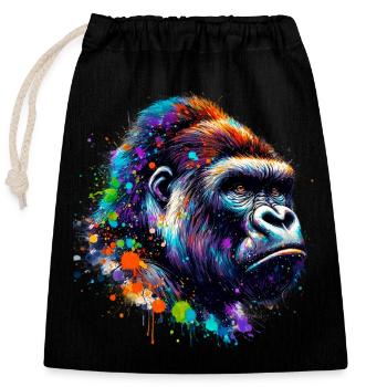 Gorilla - Closable cotton gift bag (25x30cm) - black - Front