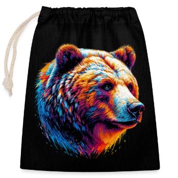 Bear - Closable cotton gift bag (25x30cm) - black - Front
