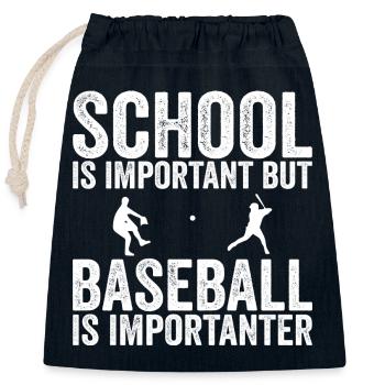 Schule ist wichtig, aber Baseball ist noch wichtiger - Verschließbarer Geschenkbeutel aus Baumwolle (25x30cm) - Navy - Vorne