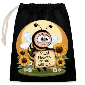 Sauver les abeilles - Sac cadeau en coton avec cordon (25 x 30 cm) - noir - Devant