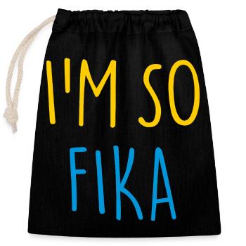 I'M SO FIKA Sverige Schweden - Verschließbarer Geschenkbeutel aus Baumwolle (25x30cm) - Schwarz - Vorne