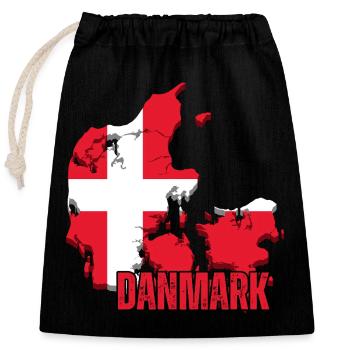 Danish pride, flag of Denmark - Closable cotton gift bag (25x30cm) - black - Front