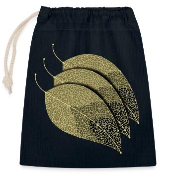 Feuilles décoratives - Sac cadeau en coton avec cordon (25 x 30 cm) - bleu marine - Devant