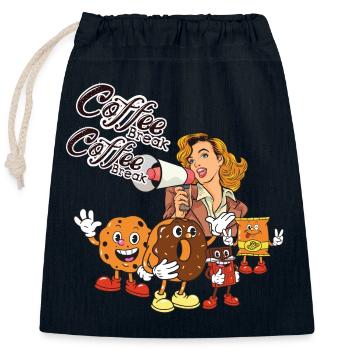 Coffee Break – Retro-Style und süße Kekse - Verschließbarer Geschenkbeutel aus Baumwolle (25x30cm) - Navy - Vorne