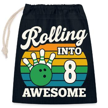 Bowling dans le design impressionnant du 8e anniversaire - Sac cadeau en coton avec cordon (25 x 30 cm) - bleu marine - Devant