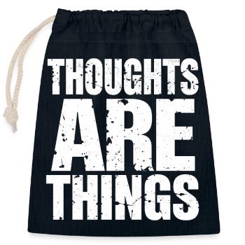 Thoughts take shape - Closable cotton gift bag (25x30cm) - navy - Front