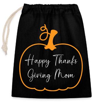 Thanksgiving Maman Maman Maman Grand-mère - Sac cadeau en coton avec cordon (25 x 30 cm) - noir - Devant