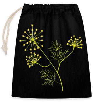Blooming Dill – Botanical Plant Illustration - Closable cotton gift bag (25x30cm) - black - Front