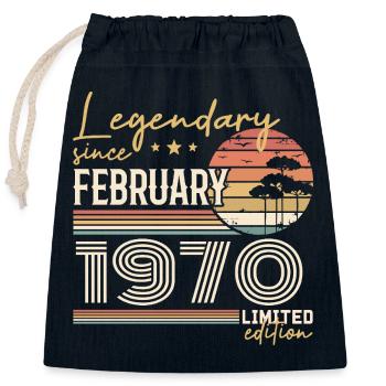 Février 1970 anniversaire 1970 légendes Février - Sac cadeau en coton avec cordon (25 x 30 cm) - bleu marine - Devant