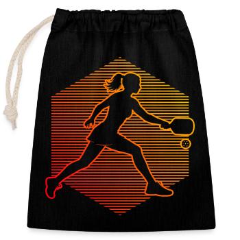 Pickleball Match Gift for Pickleball Game Fans - Closable cotton gift bag (25x30cm) - black - Front
