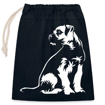 Border Terrier « Édition noire » - Sac cadeau en coton avec cordon (25 x 30 cm) - bleu marine - Devant