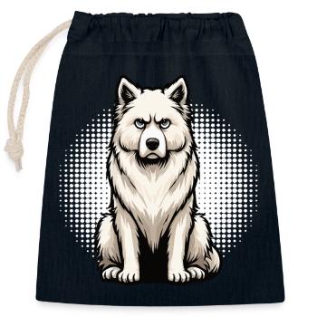 Chiens bergers blancs bergers - Sac cadeau en coton avec cordon (25 x 30 cm) - bleu marine - Devant