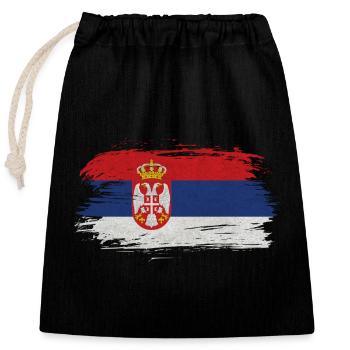 Drapeau vintage de la Serbie - Sac cadeau en coton avec cordon (25 x 30 cm) - noir - Devant