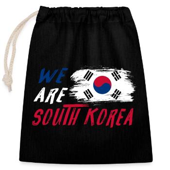 We are South Korea - Closable cotton gift bag (25x30cm) - black - Front