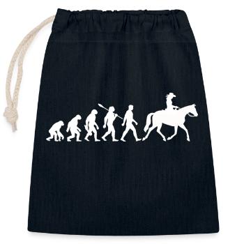 Evolution - Reiterin - Western Reiten - Verschließbarer Geschenkbeutel aus Baumwolle (25x30cm) - Navy - Vorne