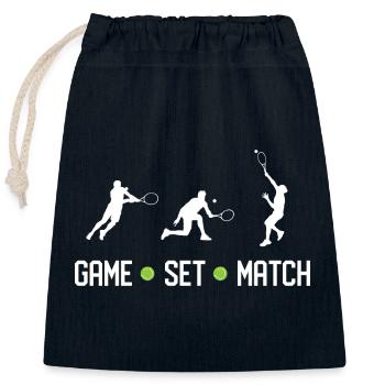 Tennis - Spiel Set Match - Verschließbarer Geschenkbeutel aus Baumwolle (25x30cm) - Navy - Vorne