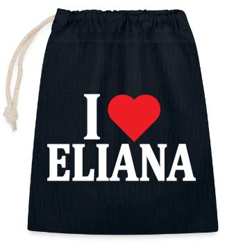 T-Shirt Ich liebe Eliana T-Shirt Geschenkidee - Verschließbarer Geschenkbeutel aus Baumwolle (25x30cm) - Navy - Vorne