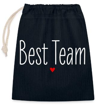Valentine's Day, Best Team, Heart, Love, Partner Look - Closable cotton gift bag (25x30cm) - navy - Front